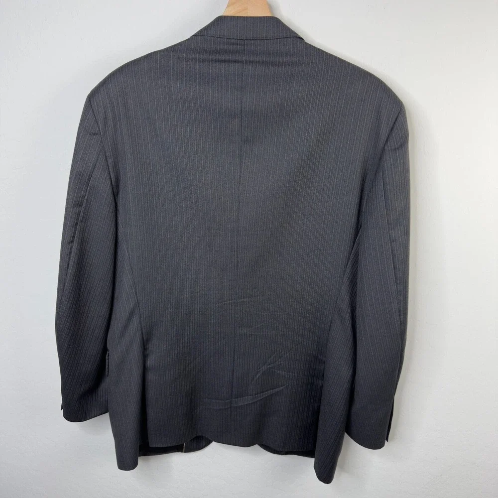 Ermenegildo Zegna Cloth Baglioni Men's Gray Striped Wool‎ 2 Button Suit Jacket